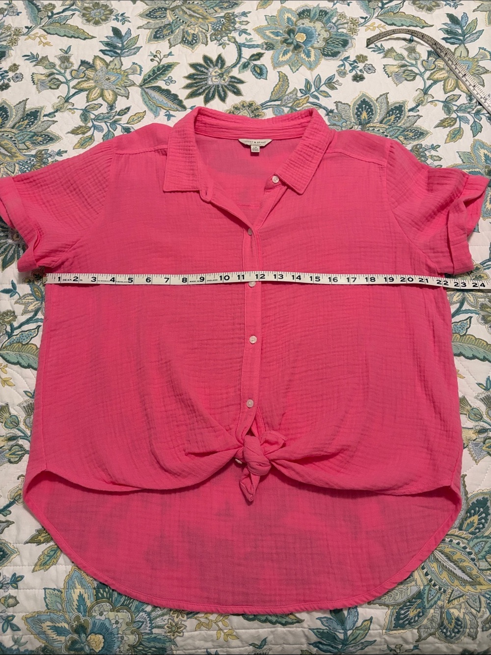 Lucky Brand hot pink gauze top, size L. - Picture 5 of 9